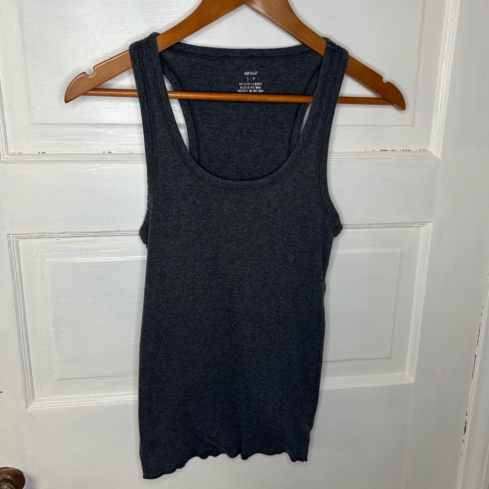 aerie Dark Heather Gray Ribbed Racerback Tank